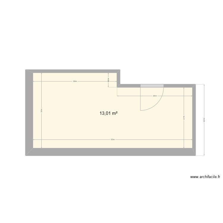 chambre salle de bain. Plan de 1 pièce et 13 m2