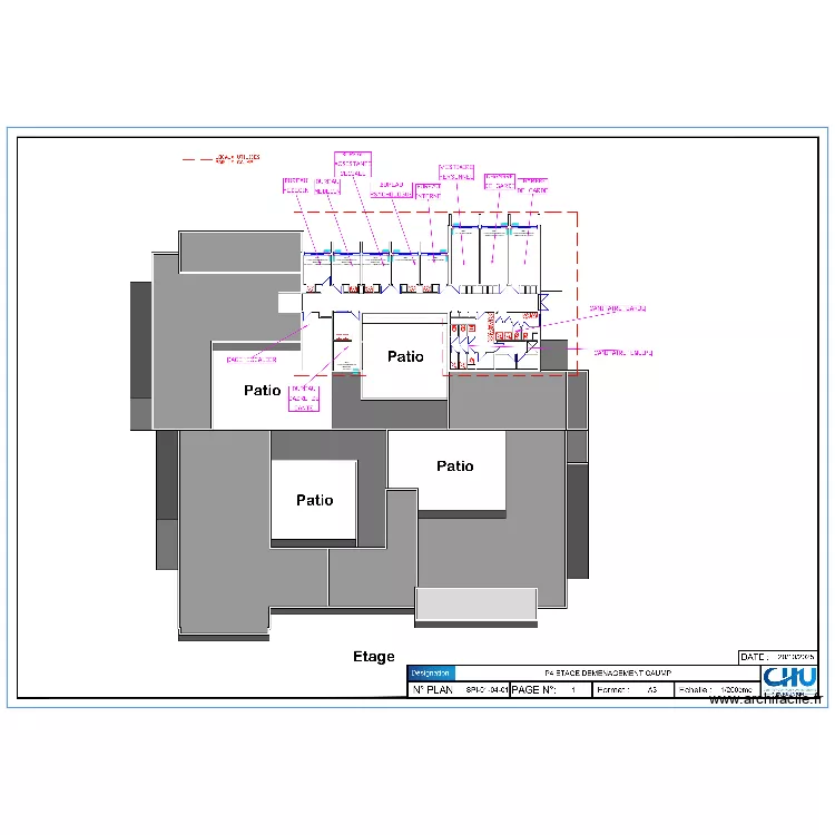 CHU B&acirc;timent P4 R+1. Plan de 