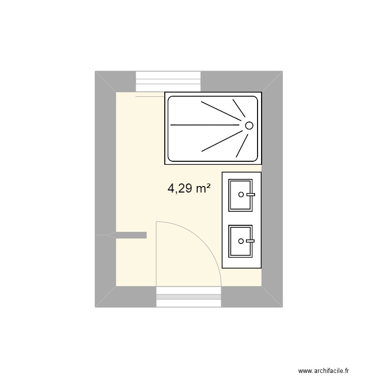 SDB. Plan de 1 pièce et 4 m2