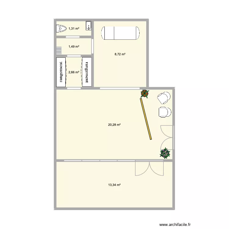 sushii. Plan de 6  et 48 m²