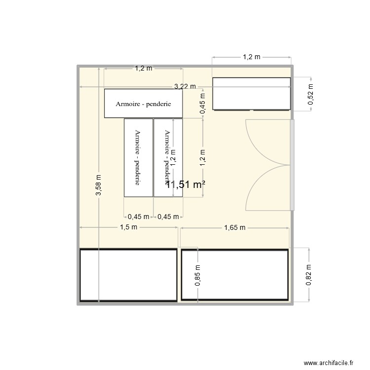 ABRISJARDIN. Plan de 1 pièce et 12 m2