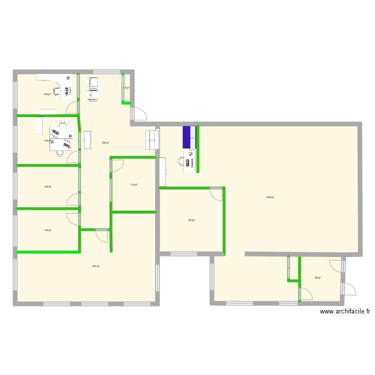 225 Seigneuriale agrandissement 32 x 52 B. Plan de 11 pièces et 269 m2