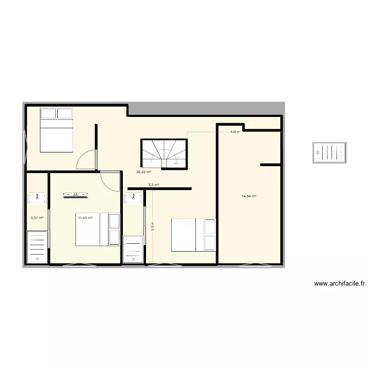 nouveau. Plan de 5  et 140 m²
