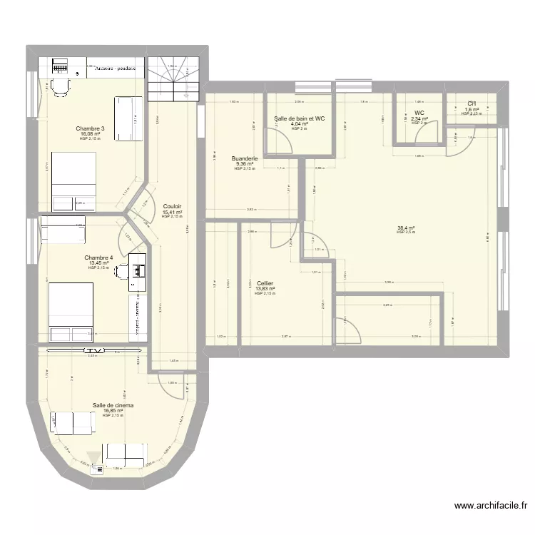 PLAN MAISON GALLINEAU R-1 avec aménagement. Plan de 10 pièces et 131 m² PLAN MAISON GALLINEAU R-1 avec aménagement. Plan de 10 pièces et 131 m²