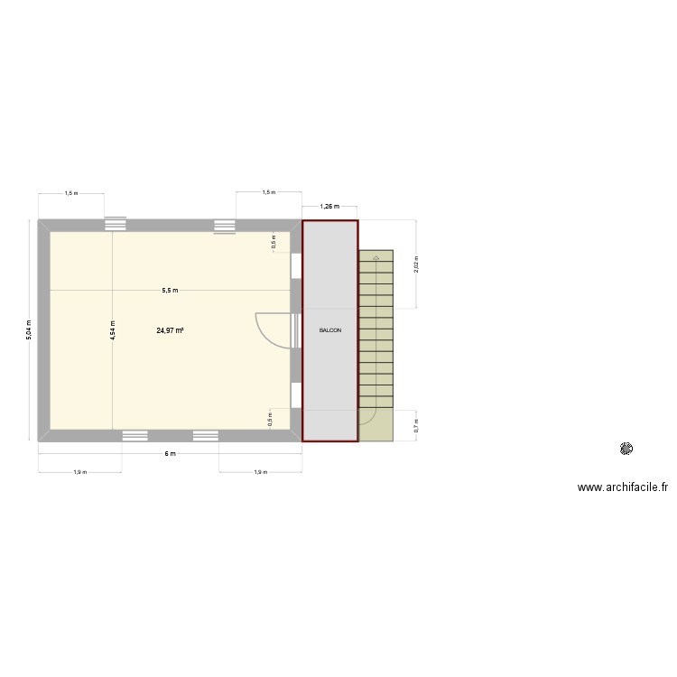 Plan ETAGE V2. Plan de 1 pièce et 25 m2