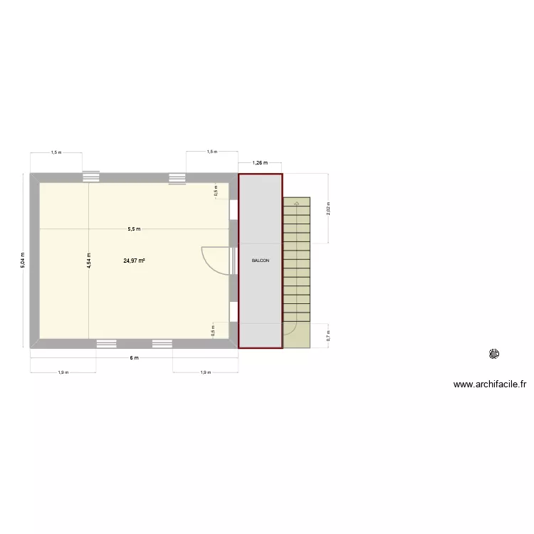 Plan ETAGE V2. Plan de 1 pièce et 25 m²