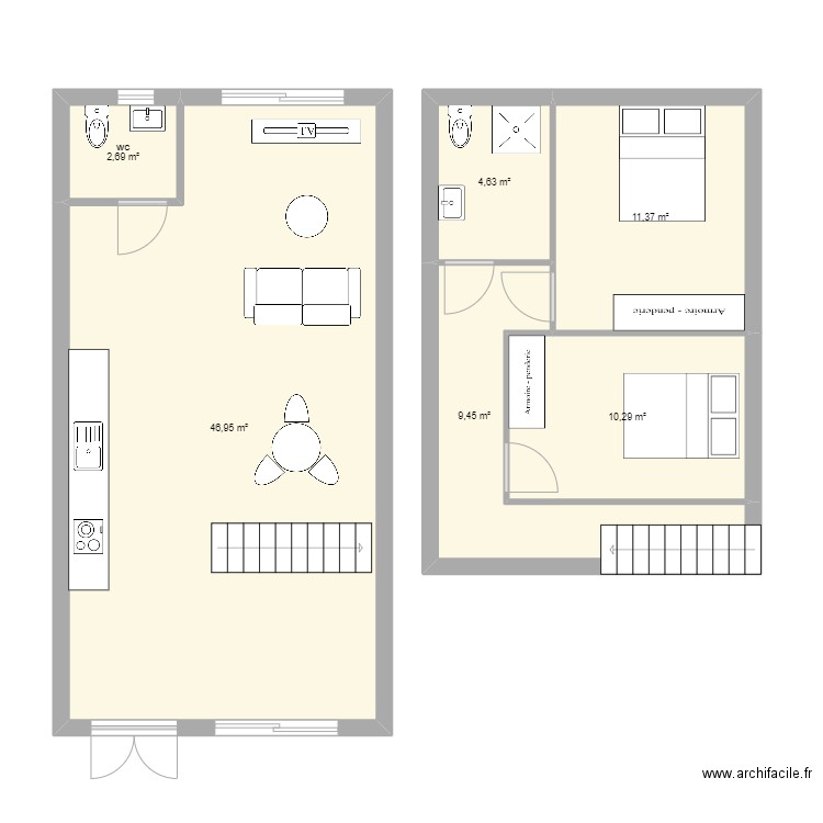 Local PAITA F3. Plan de 6 pièces et 85 m2