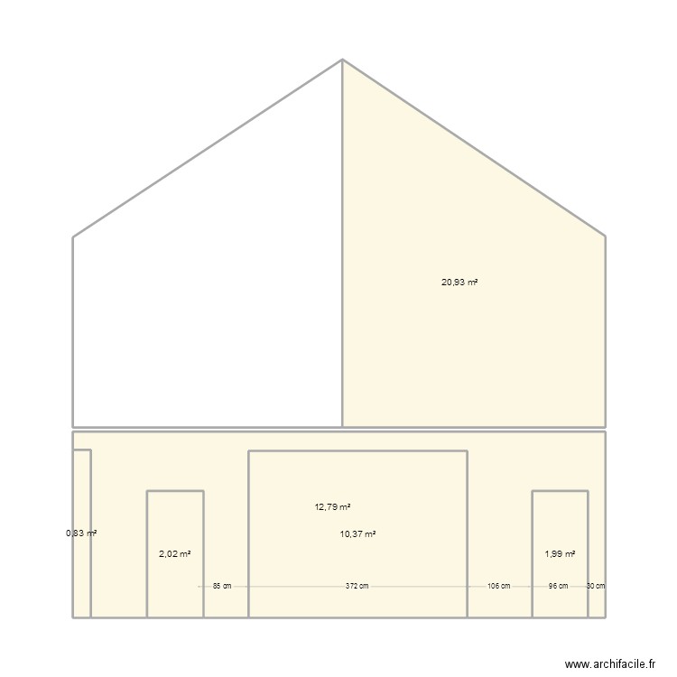 facade depot. Plan de 6 pièces et 49 m2