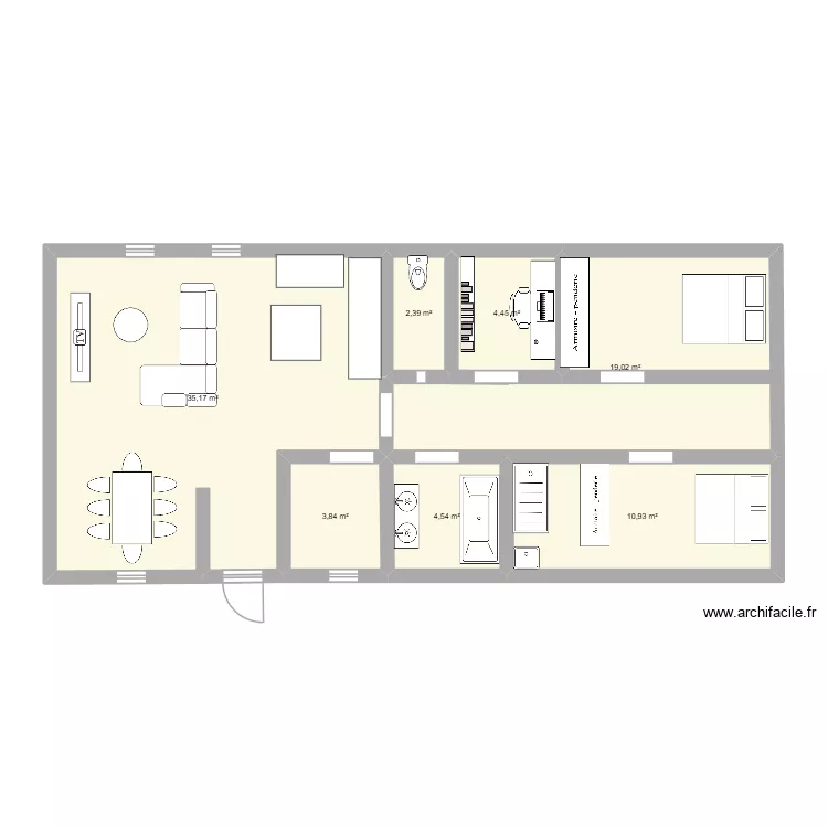 christine. Plan de 7  et 80 m²