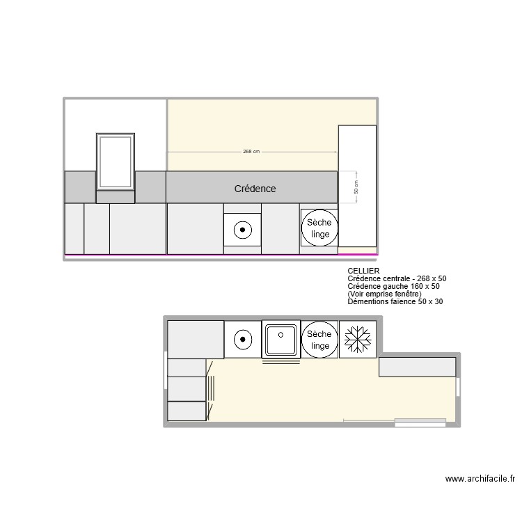 Cellier N°3 Faïences. Plan de 2 pièces et 14 m2