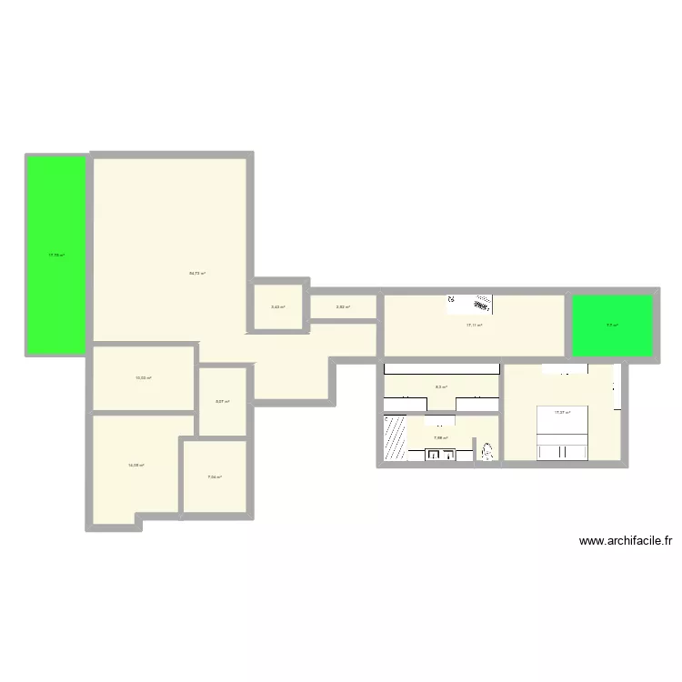 STG3. Plan de 13  et 173 m²