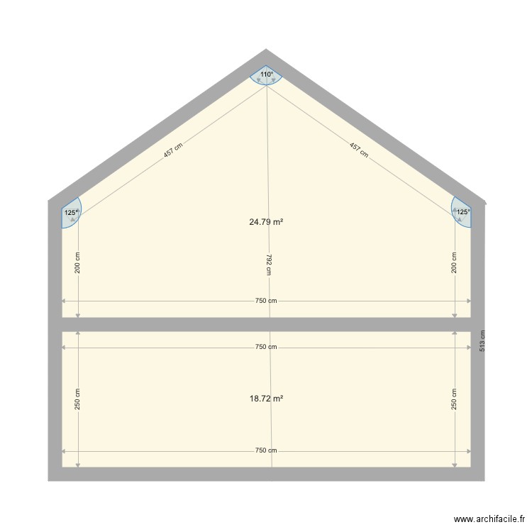 coupe projet 17. Plan de 2 pièces et 44 m2