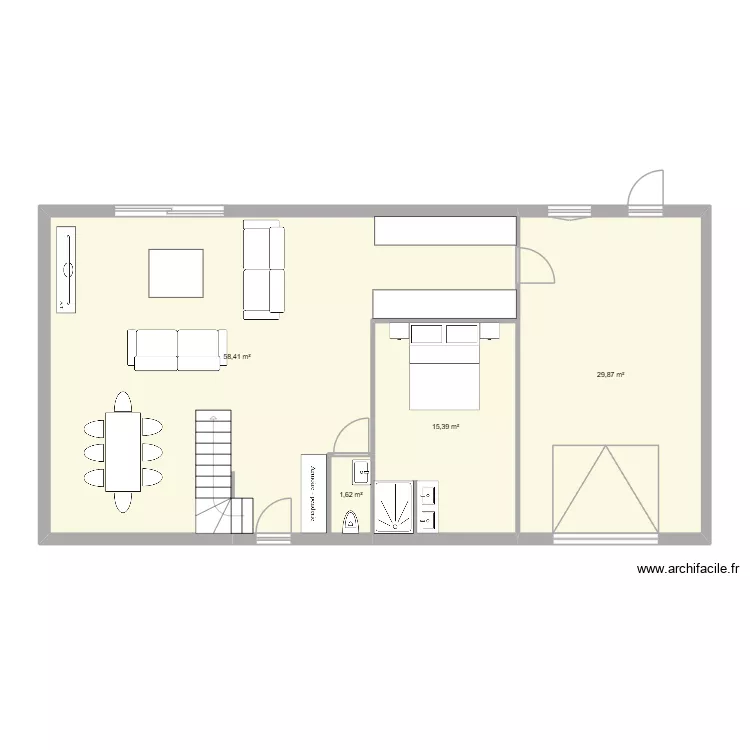 plan rdc mezzanine. Plan de 4  et 105 m²