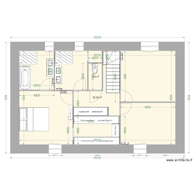 maison elouann 1. Plan de 2 pièces et 68 m2