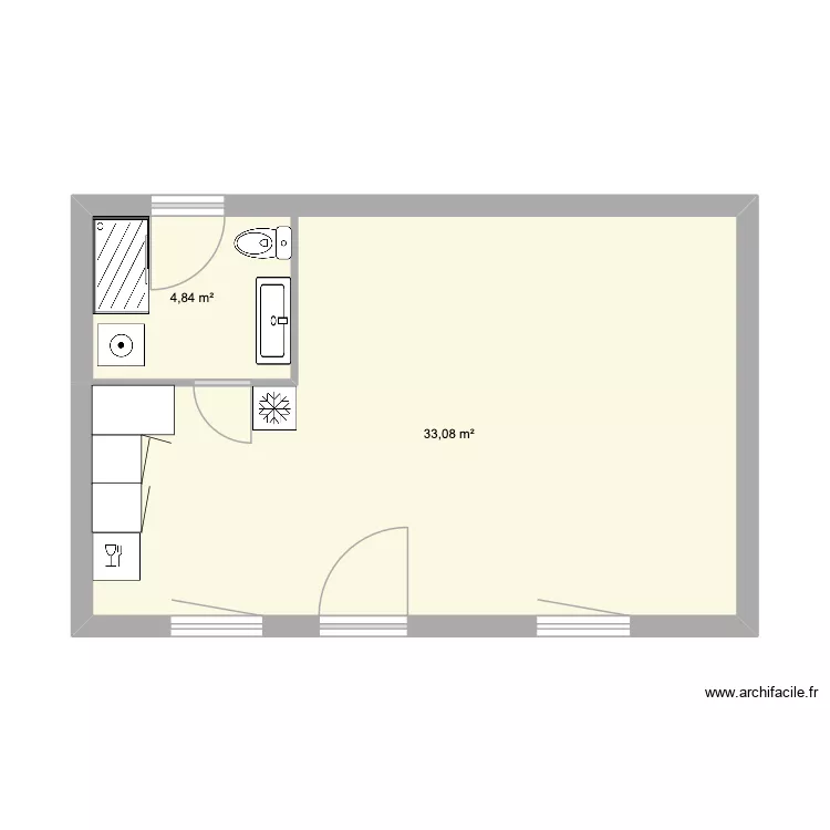 chez la kouign. Plan de 2  et 38 m²