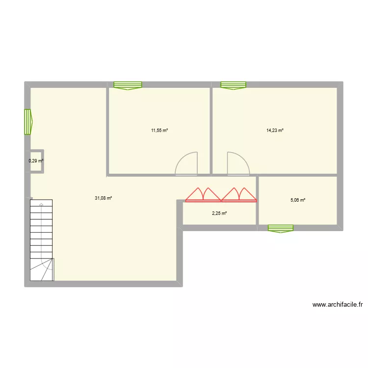 etage ppe audierne. Plan de 6  et 64 m²