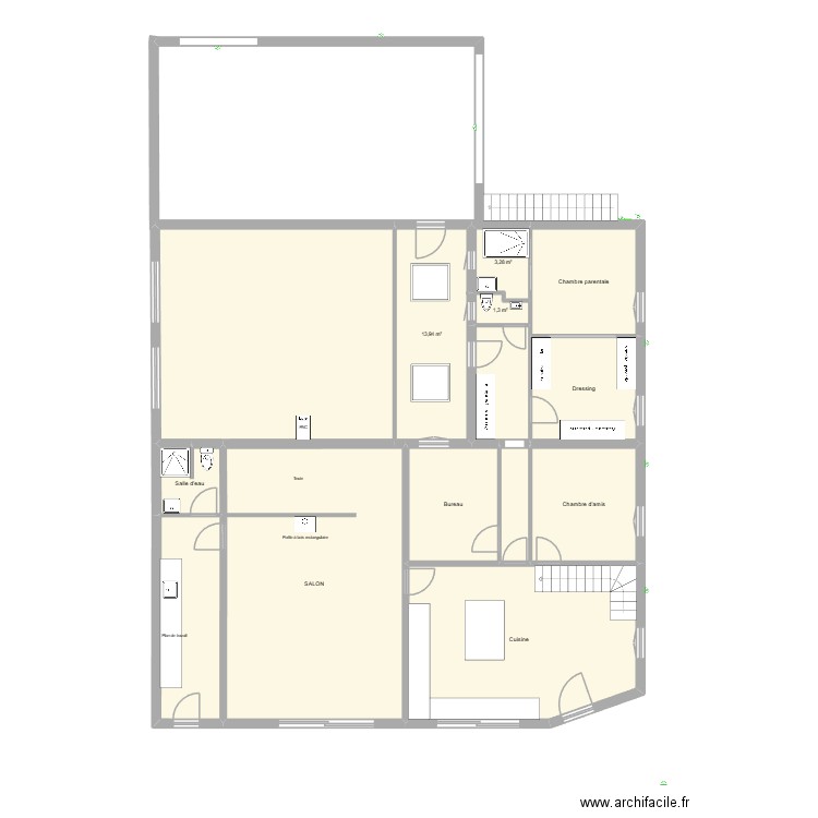 Villement Chauffage au sol. Plan de 22 pièces et 292 m2