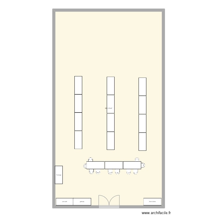plan table. Plan de 1 pièce et 201 m2