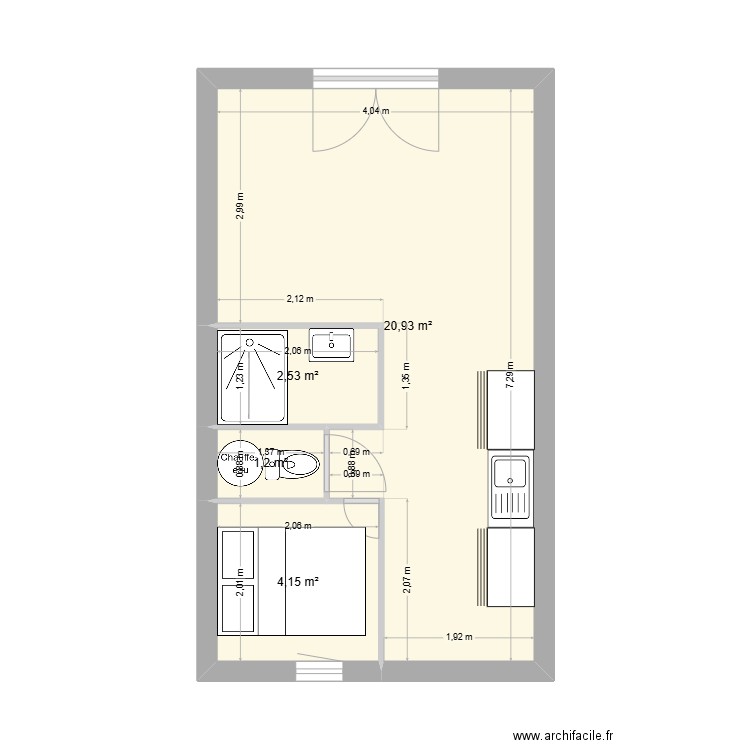 ERDEVEN. Plan de 4 pièces et 29 m2