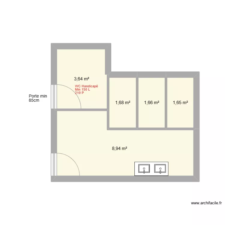 WC DU BAS. Plan de 5 pièces et 18 m²