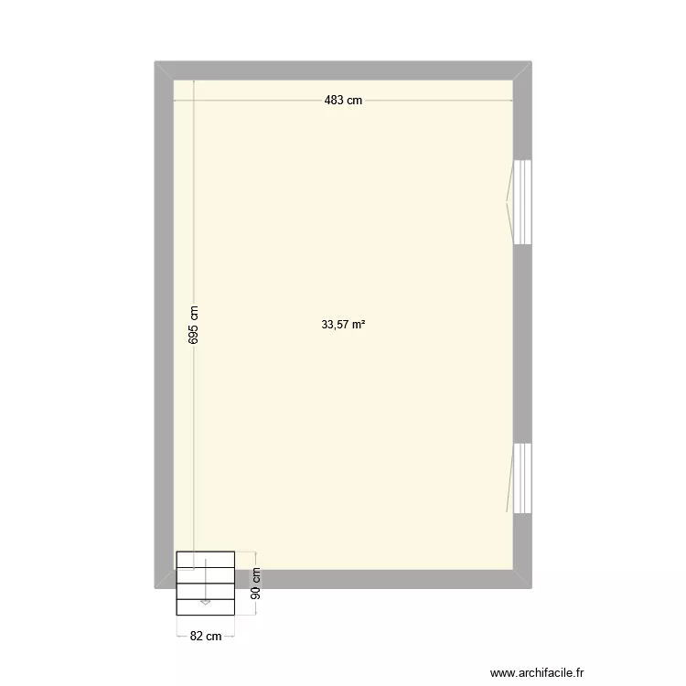 2 pi&egrave;ces cotes. Plan de 