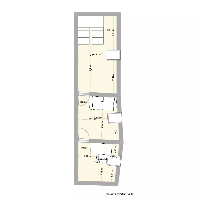 &eacute;tage bureau t&eacute;l&eacute;. Plan de 3  et 31 m²