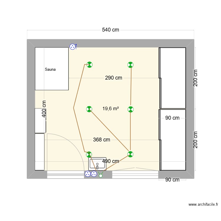 elly. Plan de 1 pièce et 20 m2