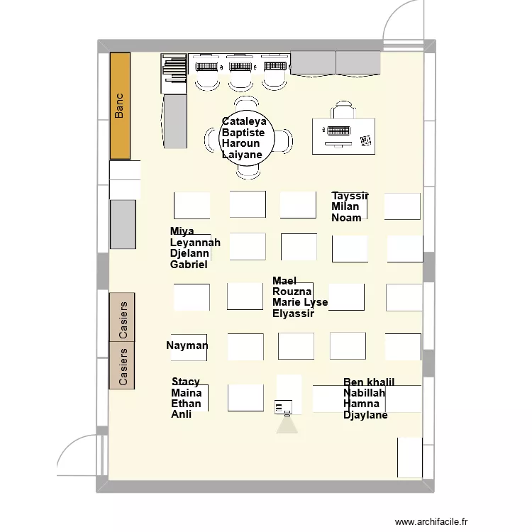 Classe P1 - 6 groupes de 4 HOMO. Plan de 