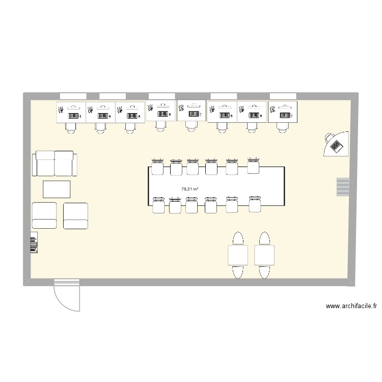SALLE 35. Plan de 1 pièce et 78 m2