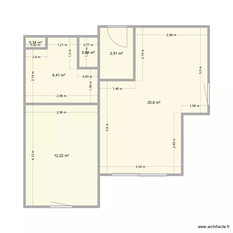 Salia 2 test. Plan de 6  et 43 m²