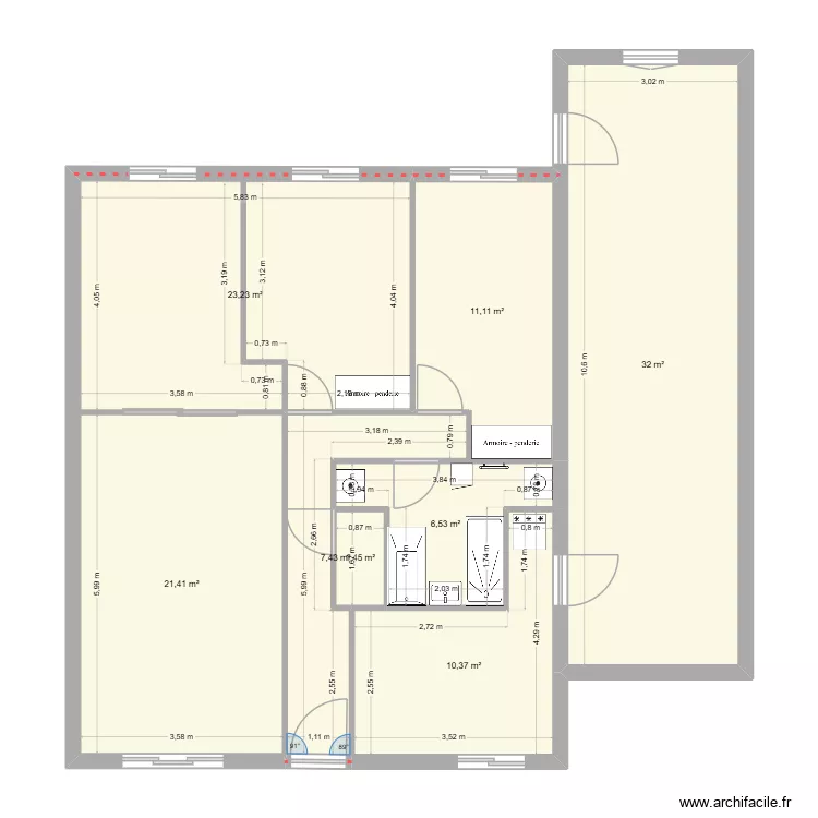 SMJ baignoire. Plan de 8  et 114 m²