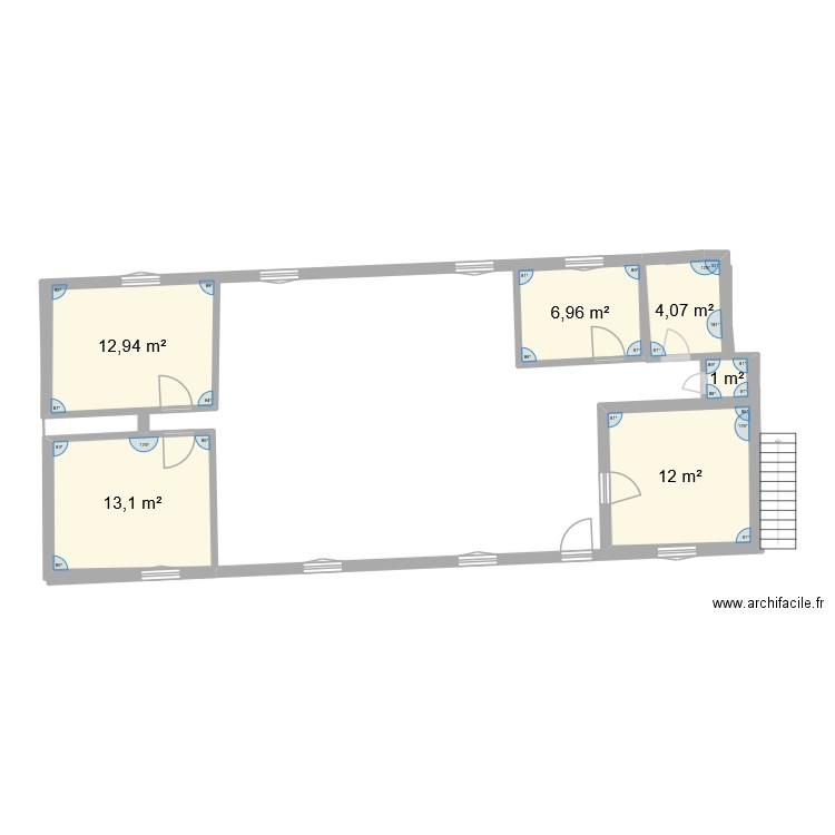 Plan 1. Plan de 6 pièces et 50 m2