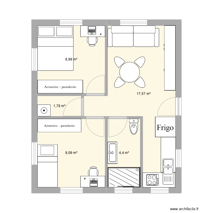 aliza. Plan de 5 pièces et 42 m2