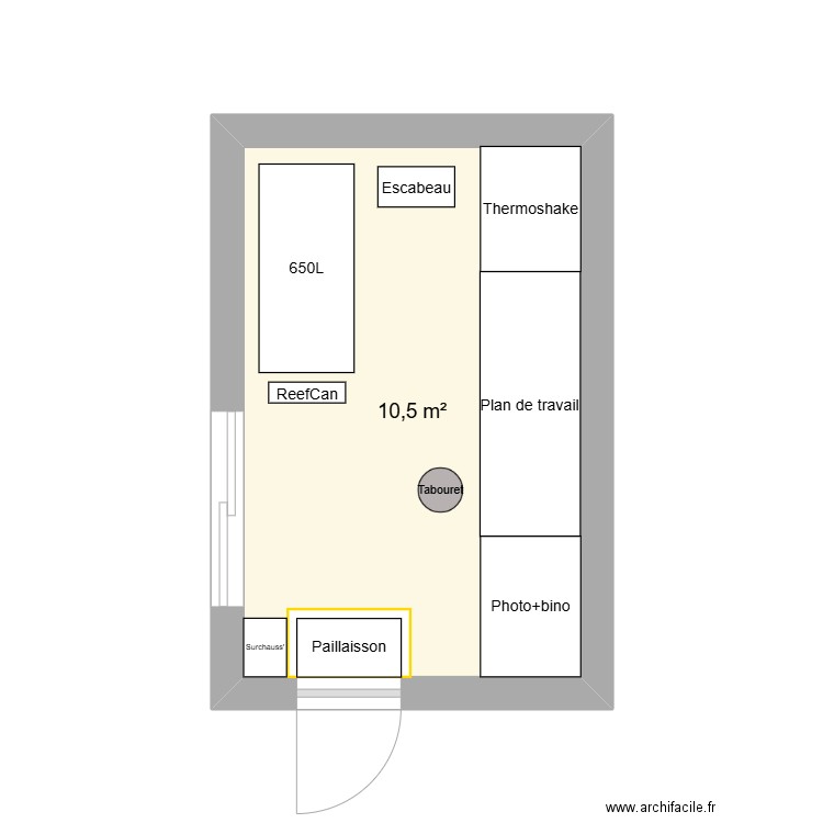 Plan Labo ReefTox 2. Plan de 1 pièce et 11 m2