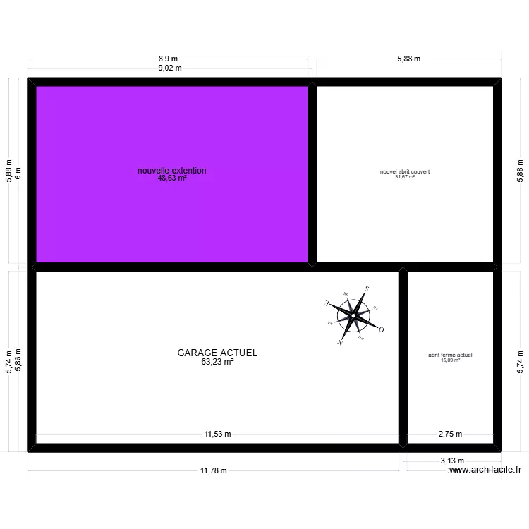 agrandissement garage plan. Plan de 4 Pièces et 159 m²