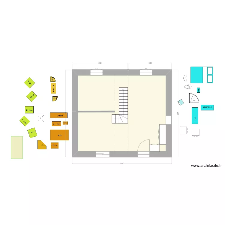 en face : essai 4. Plan de 