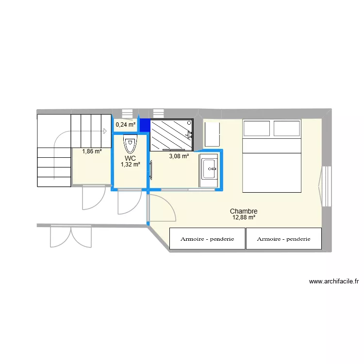 Toby et Chloé V4 sb+chambre. Plan de 5 pièces et 19 m² Toby et Chloé V4 sb+chambre. Plan de 5 pièces et 19 m²