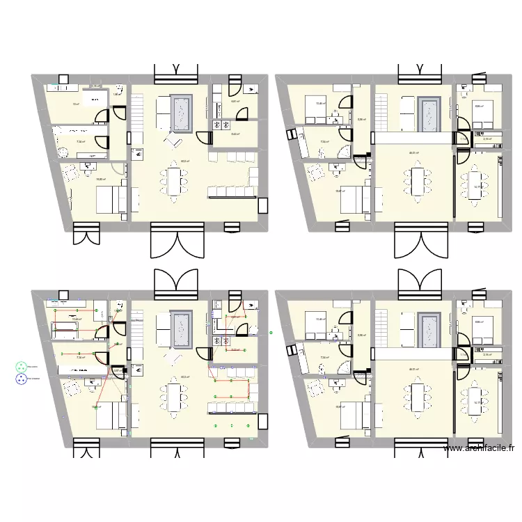 Grange. Plan de 37  et 446 m²