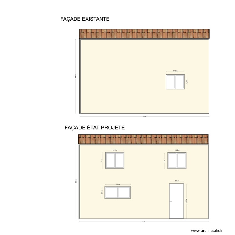 facade arriere. Plan de 0 pièce et 0 m2