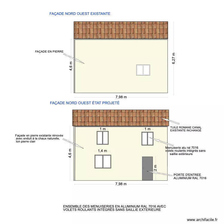 facade arriere. Plan de 