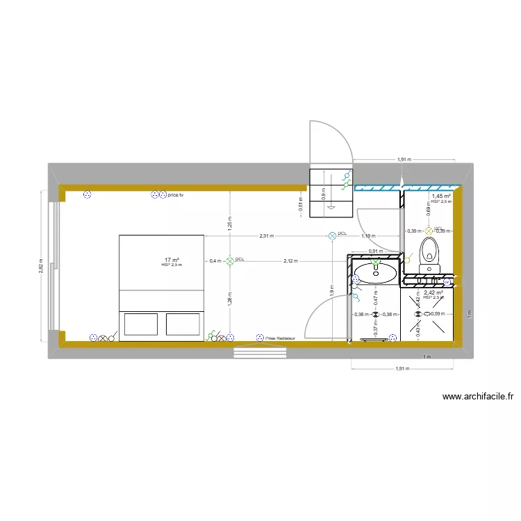 calle sb 1. Plan de 4 pièces et 21 m²