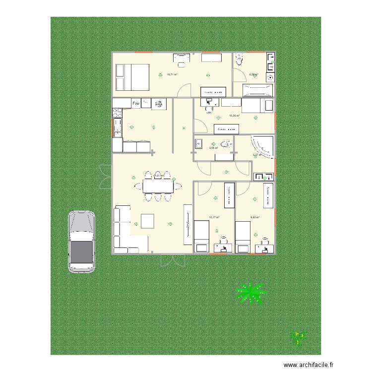 F5 Aminou V2. Plan de 8 pièces et 112 m2