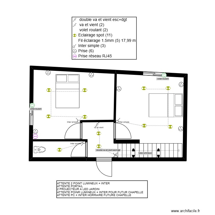 ANAMALE 2. Plan de 2 pièces et 43 m2