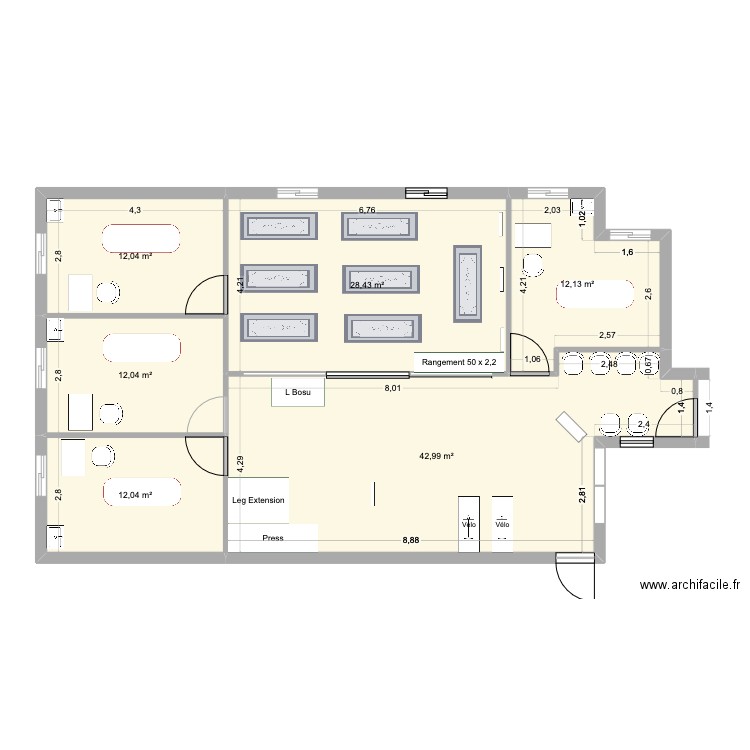 Cab Alex. Plan de 6 pièces et 120 m2