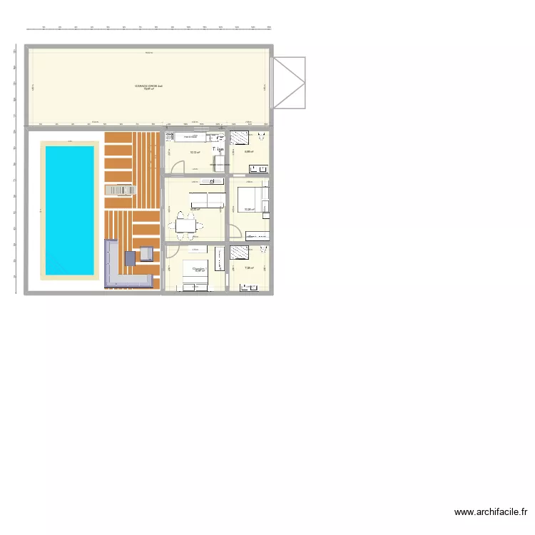 Abreby 2 chambres V2. Plan de 7  et 135 m²