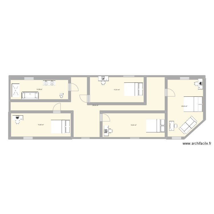 etage1. Plan de 6 pièces et 112 m2