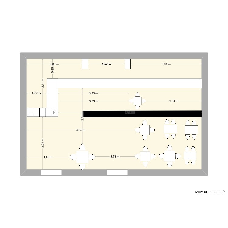 Gdccd. Plan de 1 pièce et 36 m2
