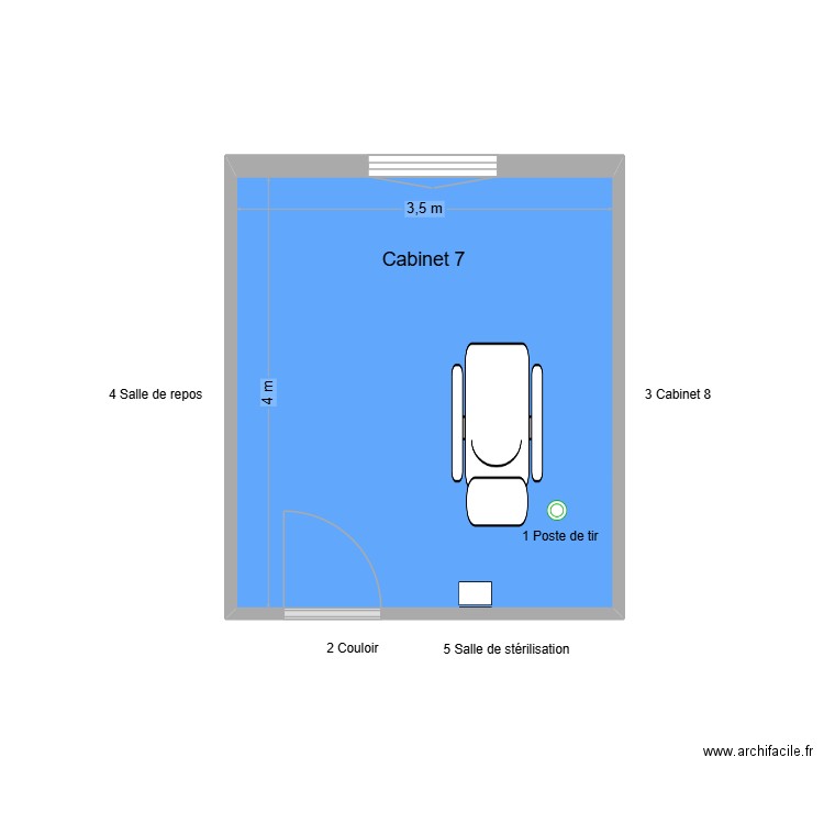 10475 Cabinet 7. Plan de 1 pièce et 14 m2