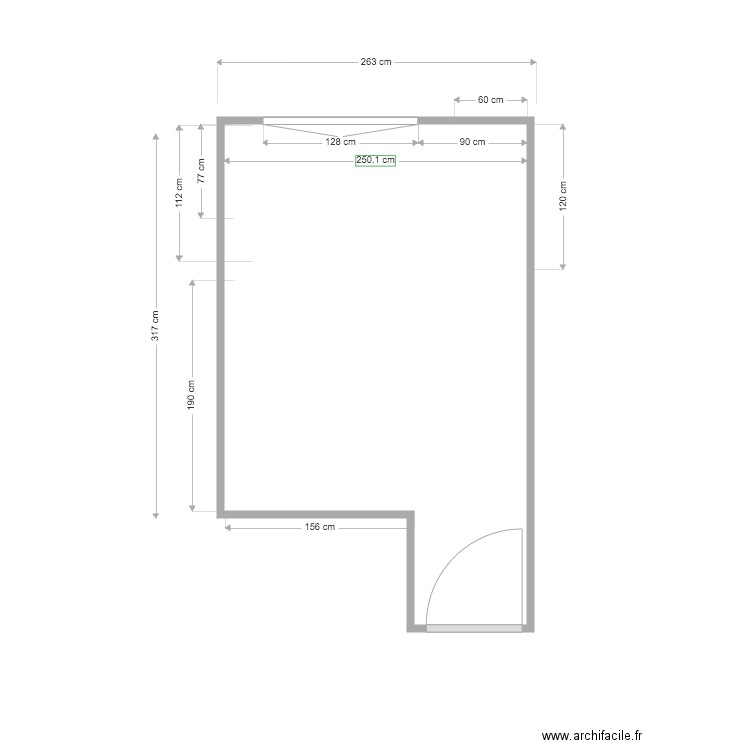 Bureau VIDE. Plan de 1 pièce et 9 m2
