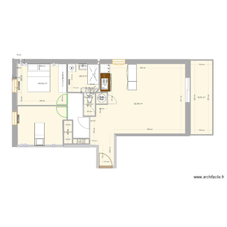 Appartement Thomas. Plan de 10 pièces et 59 m2